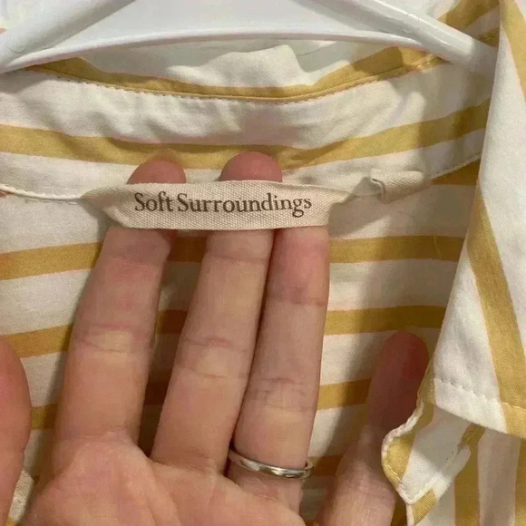 Soft Surroundings Striped Tropical Print Cotton Tunic Top Blouse Size XS - Picture 3 of 9